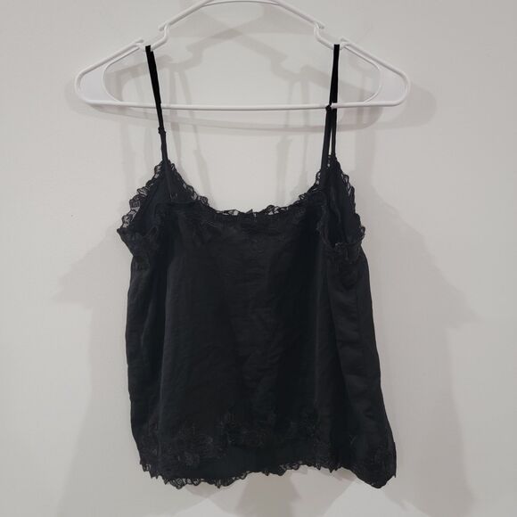 Y2K Forever 21 Womens Tank Top Cami Size Small Black Lace Floral Trim Whimsigoth - Picture 2 of 6
